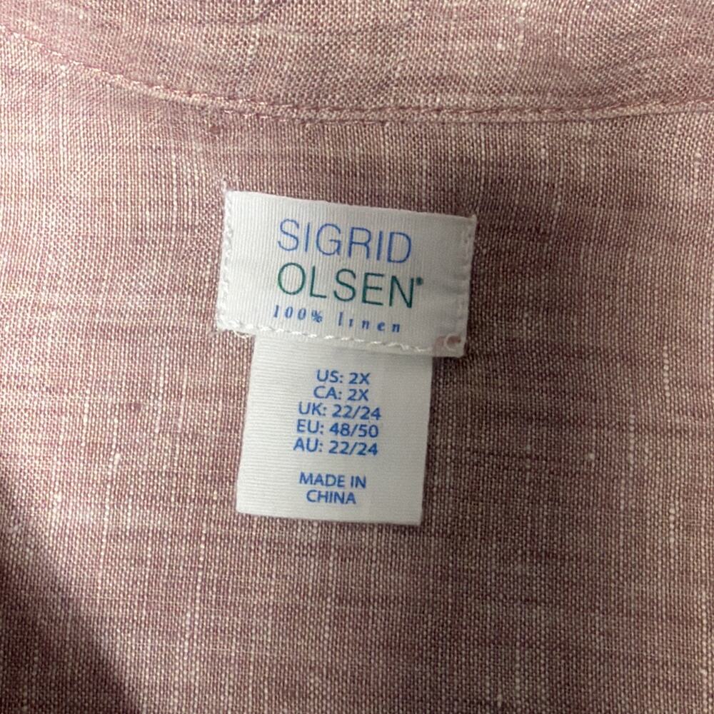 NWOT Sigrid Olsen Women's Lagenlook 100% Linen V-Neck Tunic/Blouse - Size 2X - Picture 4 of 15